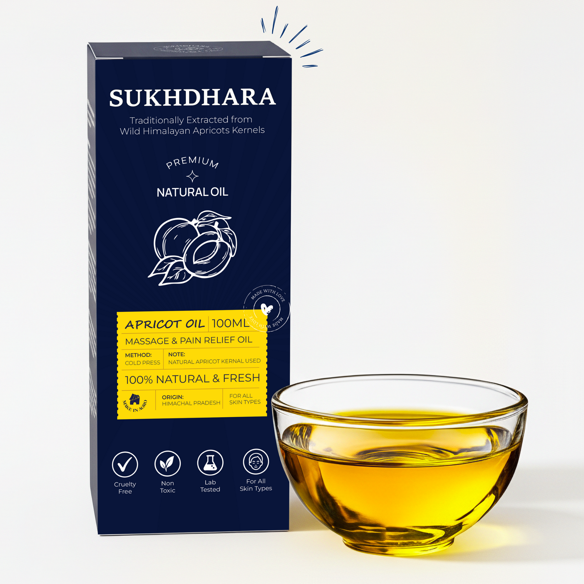 Sukhdhara Apricot Oil for Massage & Pain Relief | 100ml
