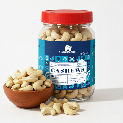 Make In Agro Premium Whole Cashews (Kaju) - Jar